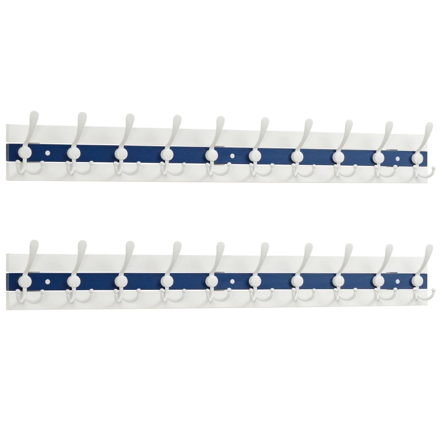 SKOLOO Coastal Coat Rack Wall Mount-97cm Beach House Entryway Wooden Coat Hook with 10 Hooks for Hanging Coats, Hats or Towels