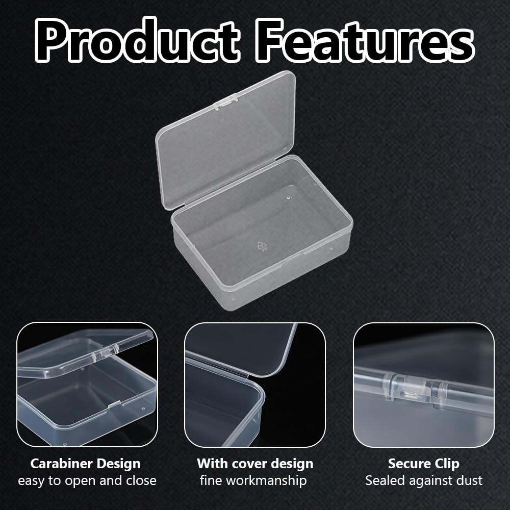 WYAN 21 Pcs Mini Container Boxes, Square Empty Mini Clear Plastic Organizer Storage Box Containers with Hinged Lids for Collecting Small Items, Beads