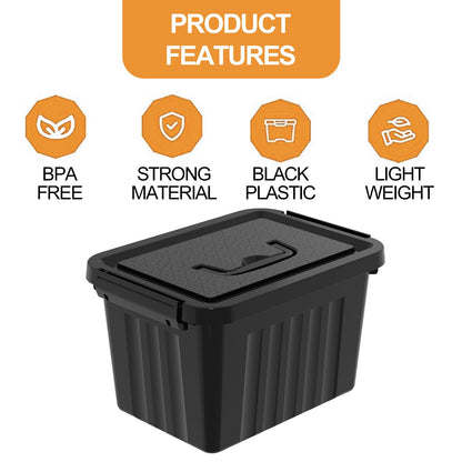 Tyminin 7L Plastic Storage Box with Lids and Handle, Black Storage Containers Use for Home, office, Kitchen and Goods Pack of 6