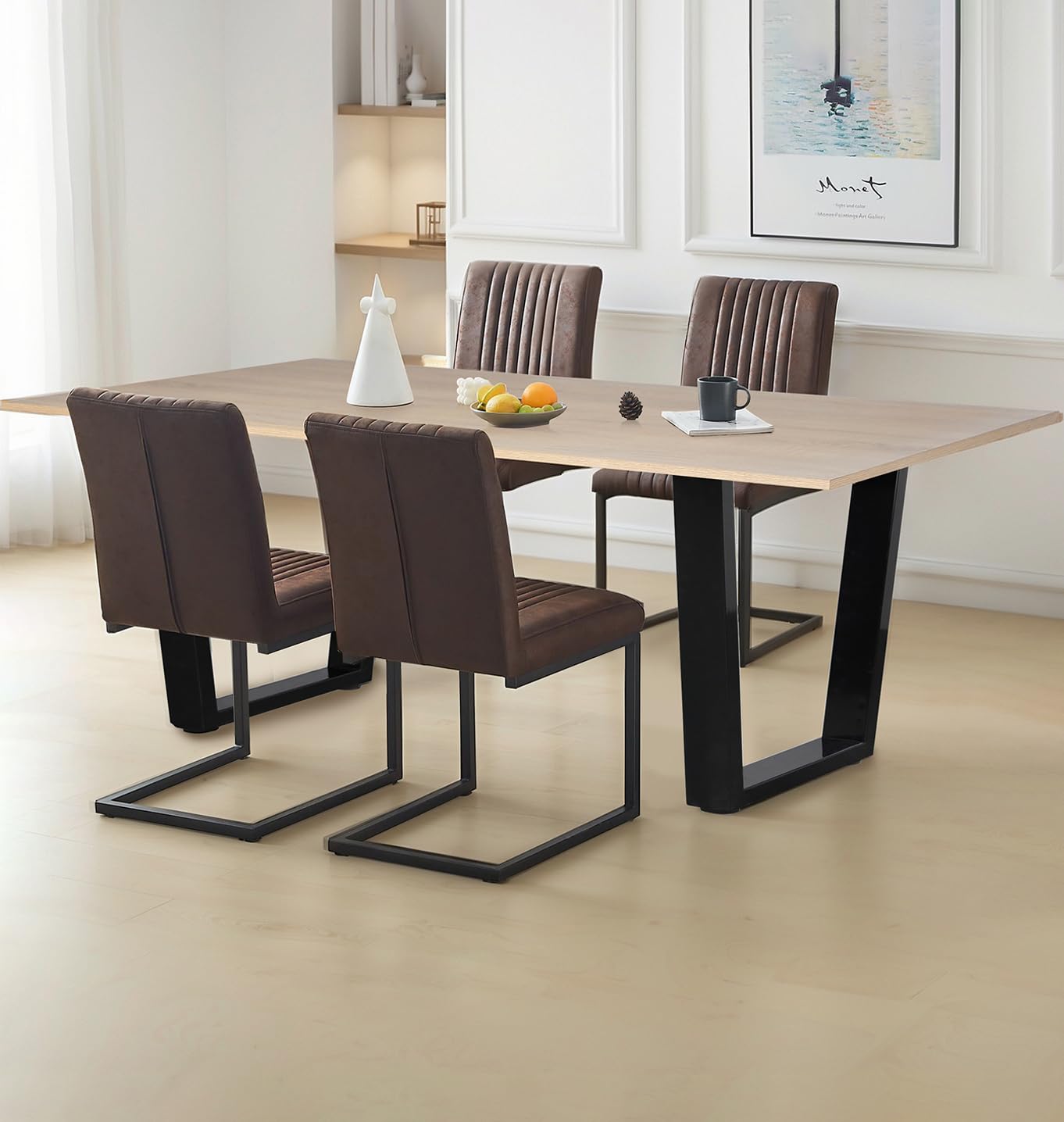 Hallowood Furniture Dudley Modern Industrial Dining Table and Chairs Set 4