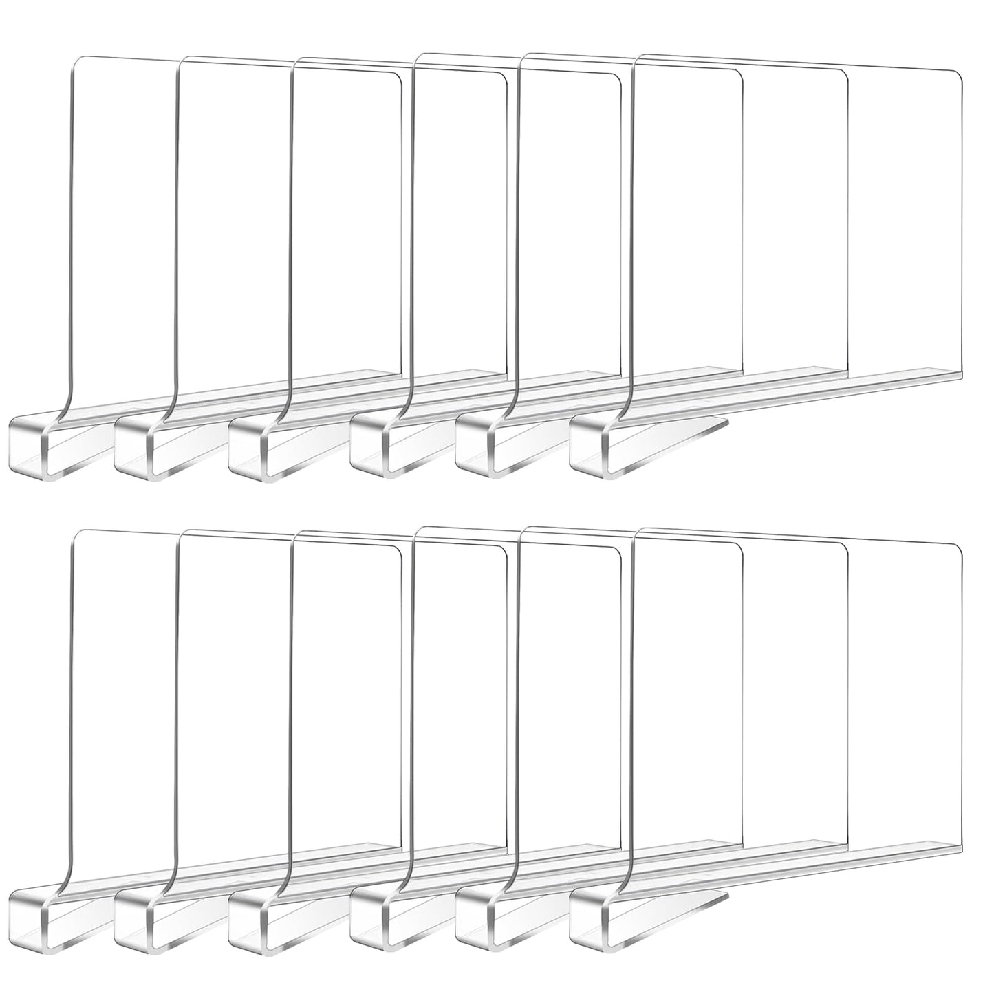Hiziwimi 12Pcs Clear Acrylic Shelf Dividers, Wardrobe Dividers for Shelves