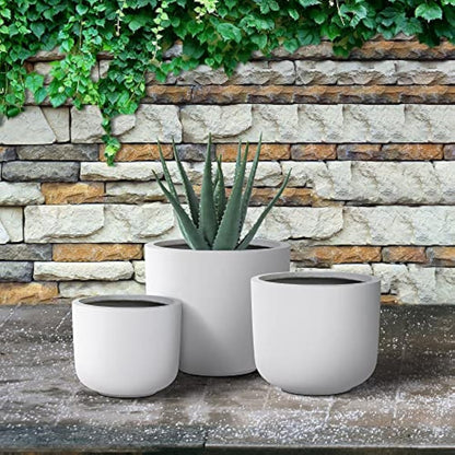 Kante Planter, Concrete, White, 13.1",11",9" Dia