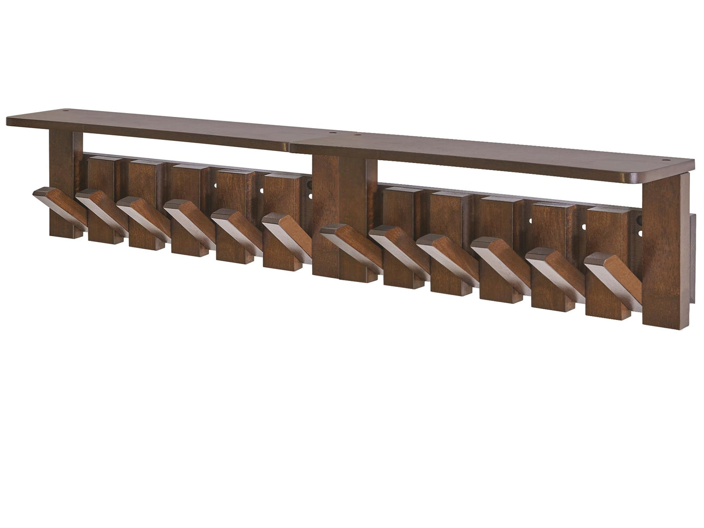 YMYNY Piano Key Coat Hooks Wall Mounted with Shelf, Walnut, HWS008H-2