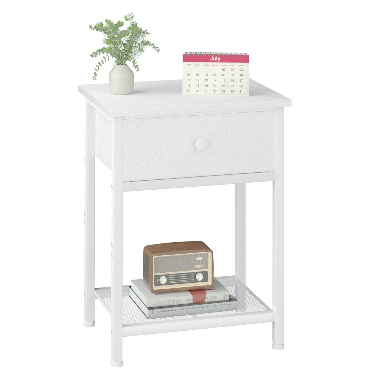 AMHANCIBLE Bedside Table, Side Table with Fabric Drawers, Coffee Table