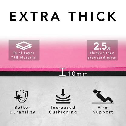 Large Exercise Mat  Extra Wide & Extra Thick Yoga Mat (183cm x 80cm x 10mm), TPE Fitness Mat with Free Carry Straps, Perfect for HiiT Home Workouts &