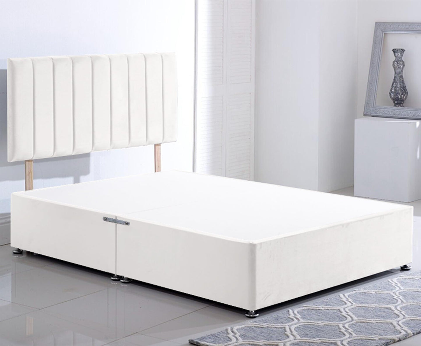 ComfoRest - Sophisticated 4FT6 Double Divan Bed, NO DRAWER | Minimalist Frame for Compact Bedrooms | Durable Design for Contemporary Living Spaces