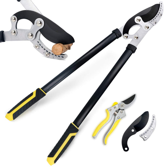 Jardineer Anvil Loppers Shears - Loppers for Gardening Heavy Duty with Pruning Shears & Spare Blade, Effortless Pruning Tree Loppers,Long-Lever Branch