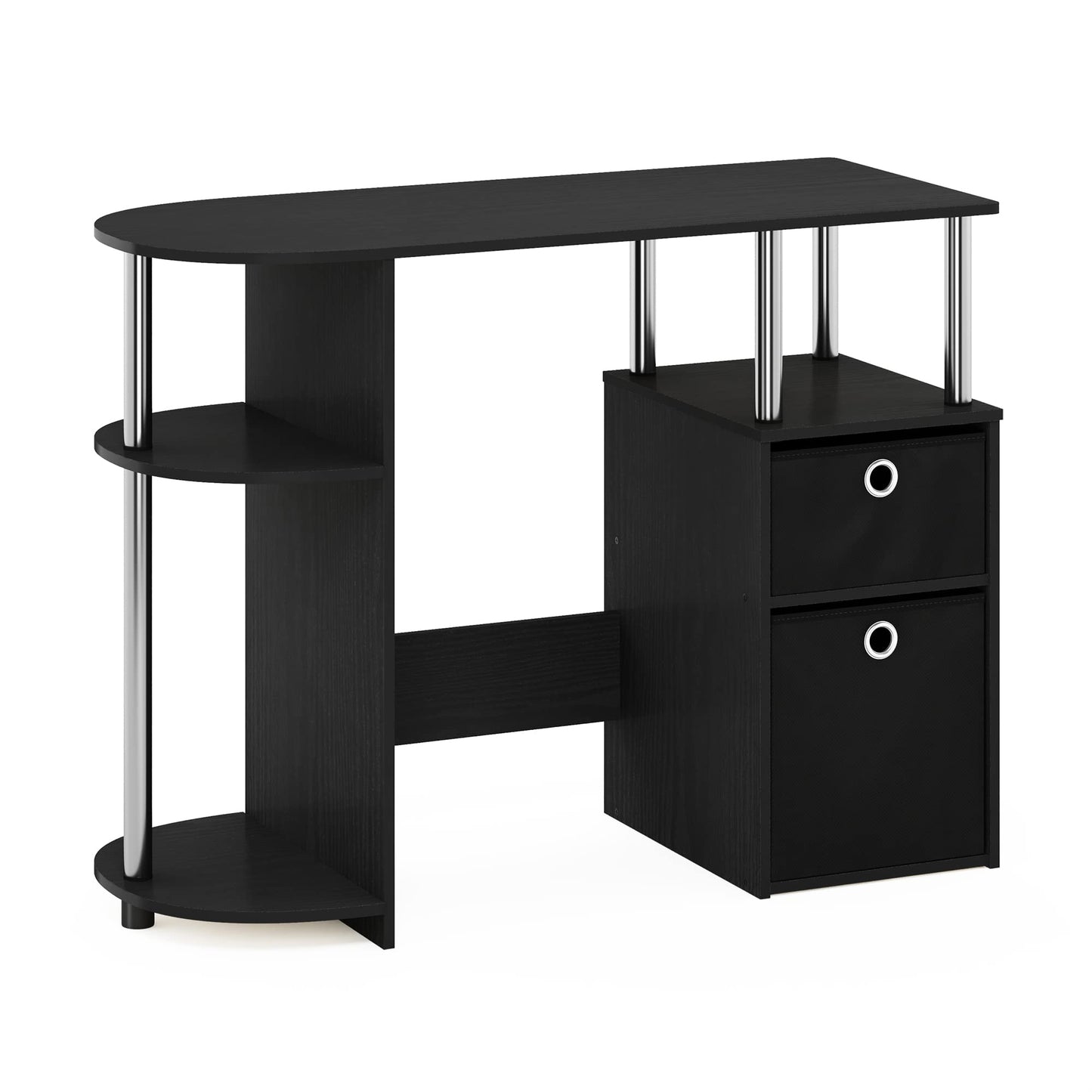 Furinno JAYA Desk, Gaming Desk with Bin Drawers, Computer Study Desk, Office Desk for Home Office, Bedroom, Dorm, Study Room, Americano