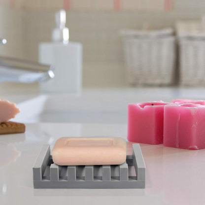 Topsky 2 Pack Silicone Soap Dish with Self-emptying Drainage Grey