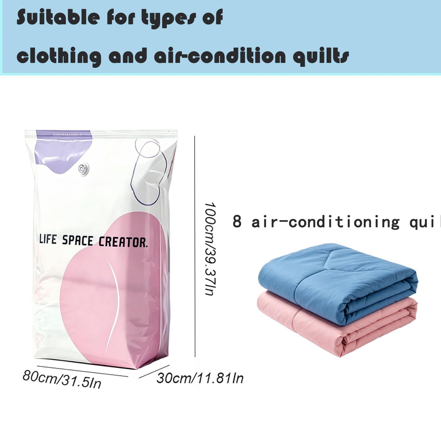 ZFFAFUR No-Pump Compression Bags 2-Pack Large – Press & Seal Instantly Saves Space, Keeps Clothes, Duvets, Pillows & Blankets Dry