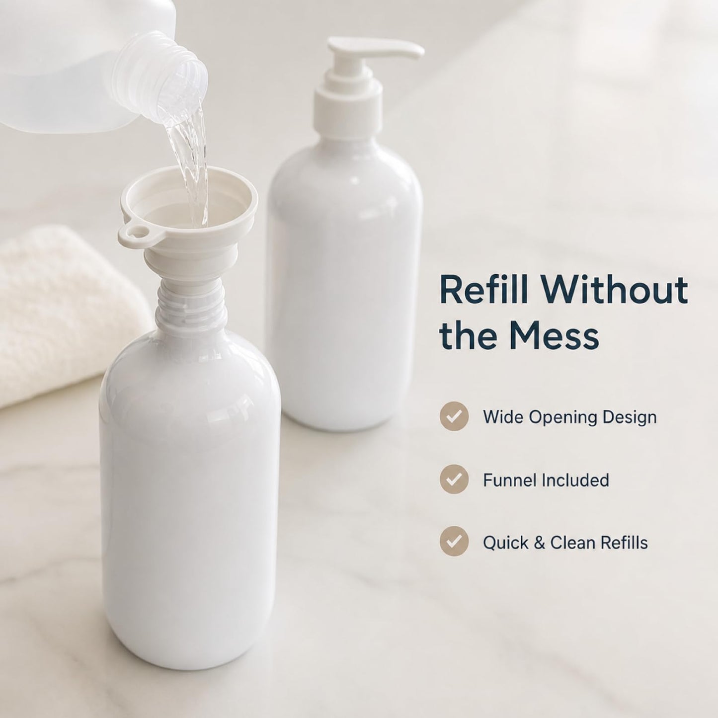2 Pcs Soap Dispenser, 500ML/17oz Pump Bottle Dispenser, Empty Refillable Shampoo and Conditioner Bottles for Bedroom Kitchen Lotions Washing Up