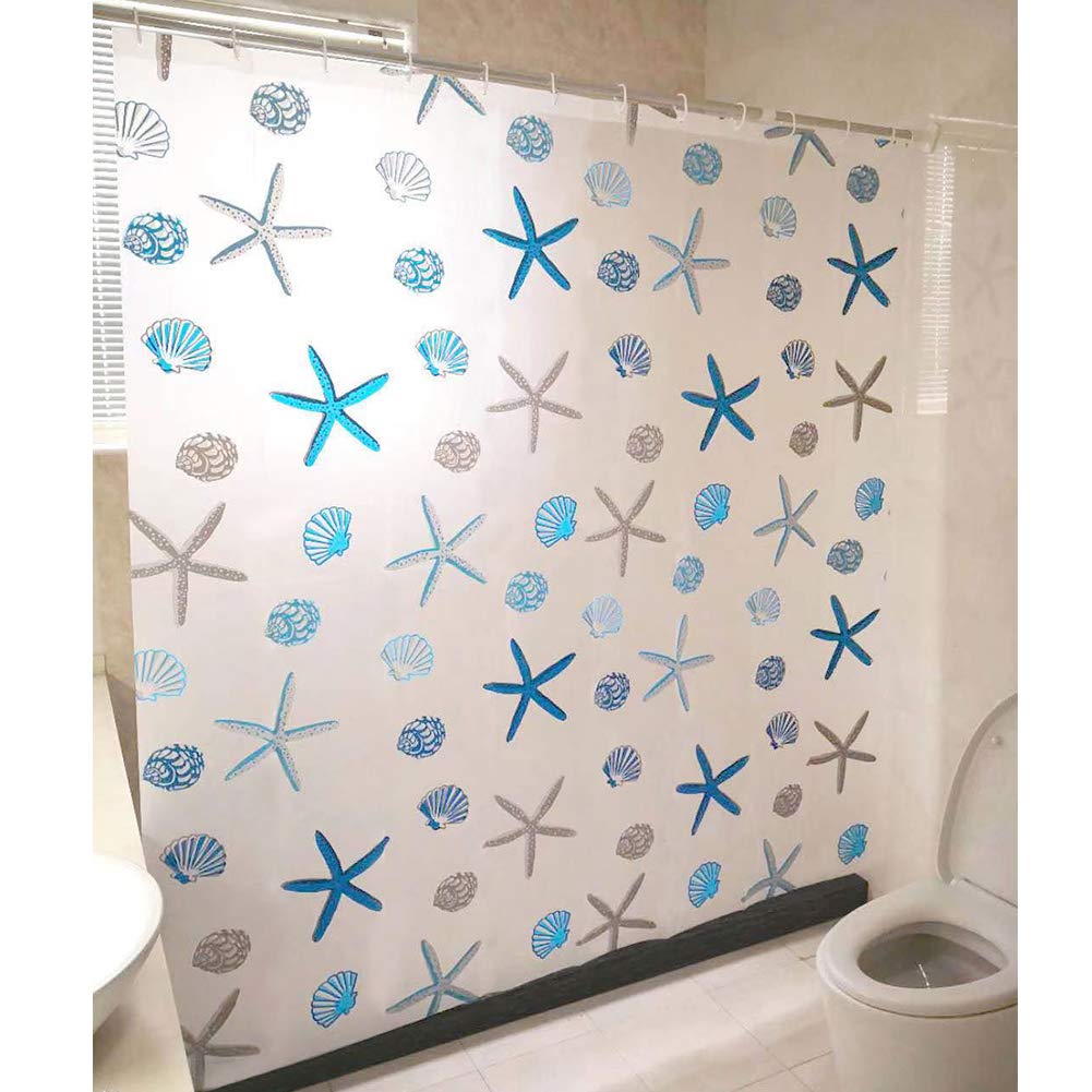 meioro Shower Curtains Ocean Theme Peva Waterproof and Mildew Resistant Bathroom Curtains Home Shower Curtain Liners with Rustproof Grommets and