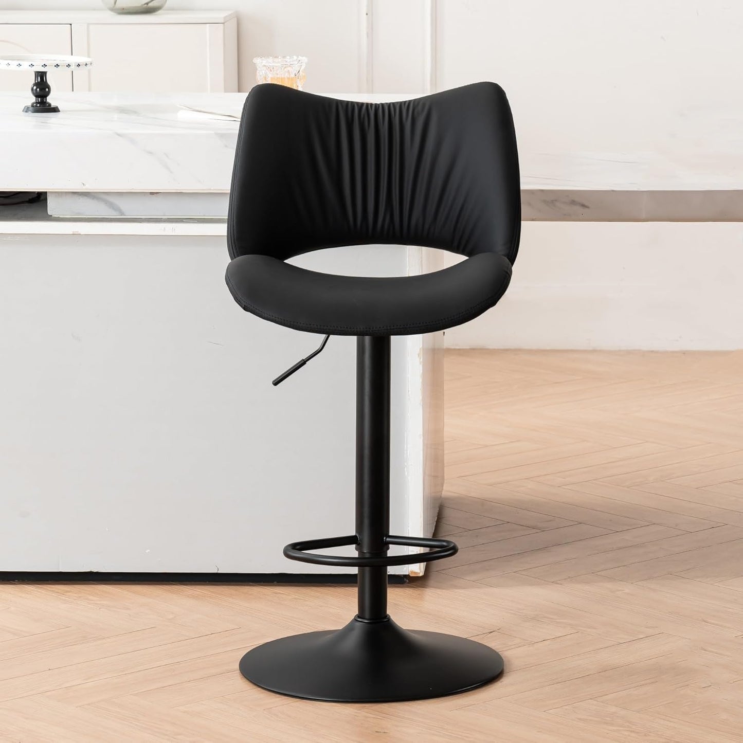YOUNUOKE Single Bar Stool, Swivel Counter Height Barstool, Black