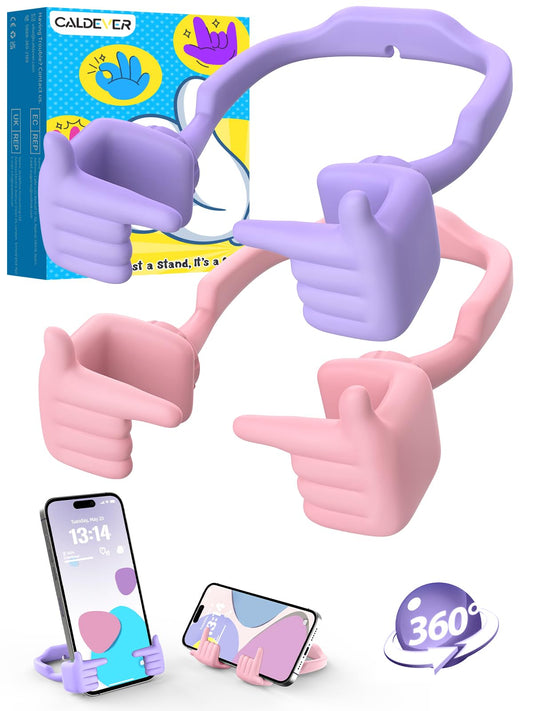CALDEVER Stocking Fillers for Teenage Girls Boys Cell Phone Stand Patented Adjustable Shy Fingers Lazy Phone Stand for Desk Gifts for Christmas Cool
