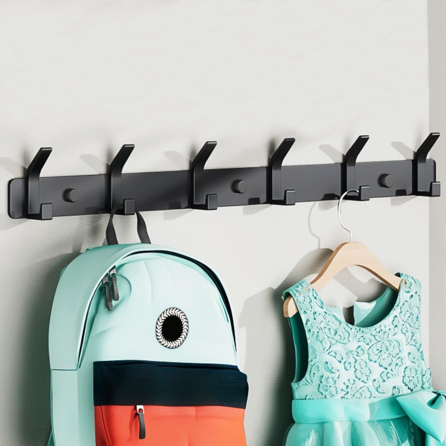 QMAHA Coat Hooks Wall Mounted, Heavy Duty Coat Racks With 6 Hooks, Modern Hanger Rack for Hanging