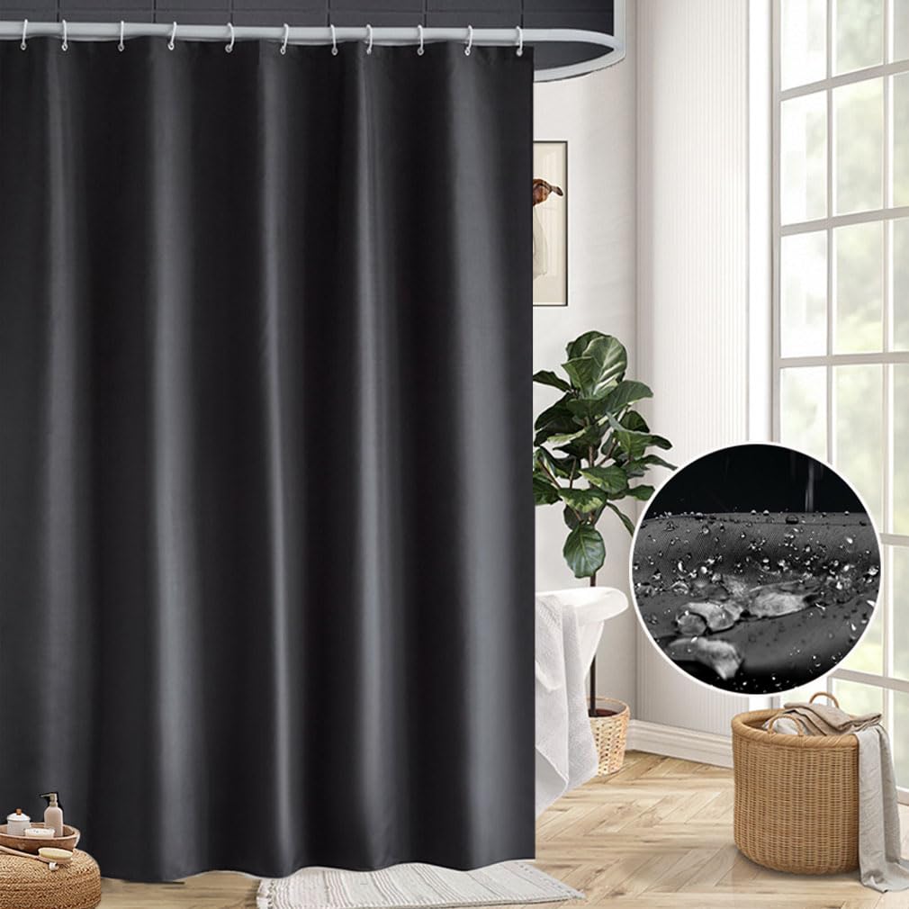Shower Curtain for Bathroom, Water and Mould Resistant PEVA Bathroom Curtain with Grommets & 12 Hooks, Machine Washable, 180 x 180 cm (71 x 71 Inch)