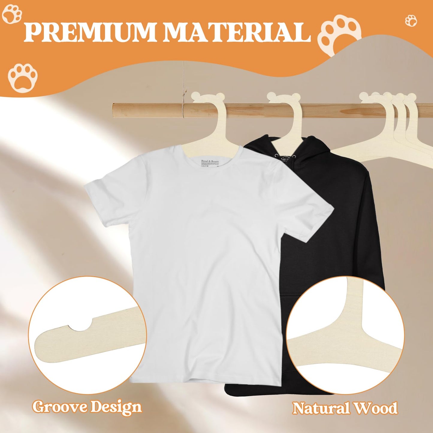 FAMCUCHE 14Pcs Wooden Baby Hangers, Non-Slip Baby Hangers Newborn, Space Saving Wooden Hangers for Clothes, Kids Hangers for Jackets, Dresses