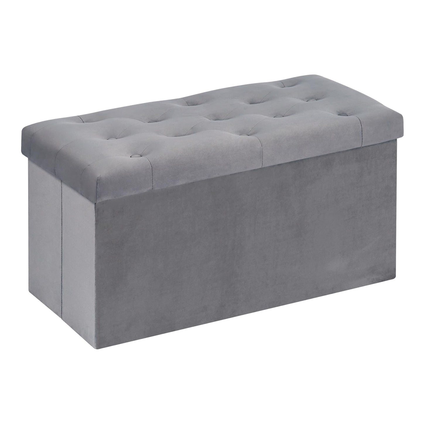 Bonlife Folding Velvet Ottoman Storage Bench,Long Shoes Bench,Footrest Stool Seat,Toy Chest Storage Box with Lid,Footstool for Living Room,80x40x40cm