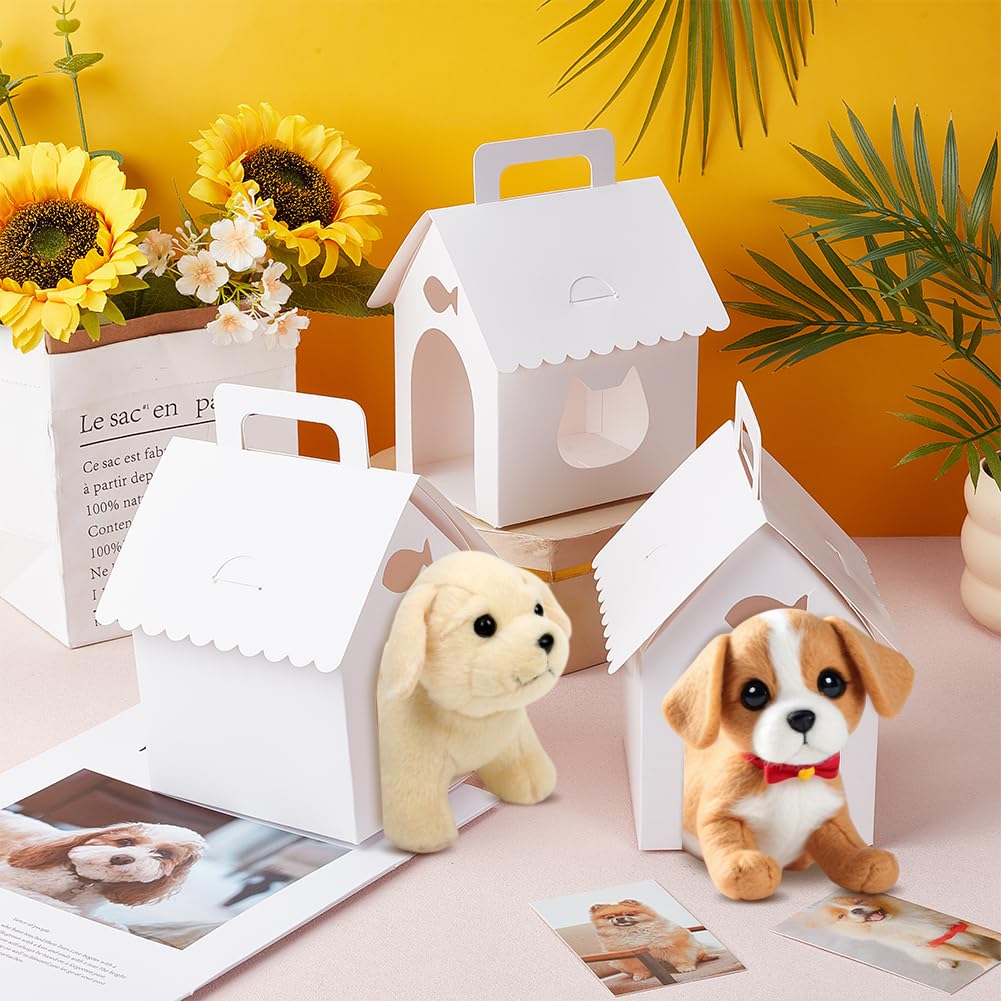 BENECREAT 30 Pcs Dog Party Favors Boxes with Unique Cat's Head Window Design, Puppy Adoption Party Supplies for Pet Celebration Gift Boxes & Dog