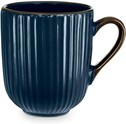 Tower T867002MNB Empire 16 Piece Dinnerware Set, Stoneware, Midnight Blue and Brass