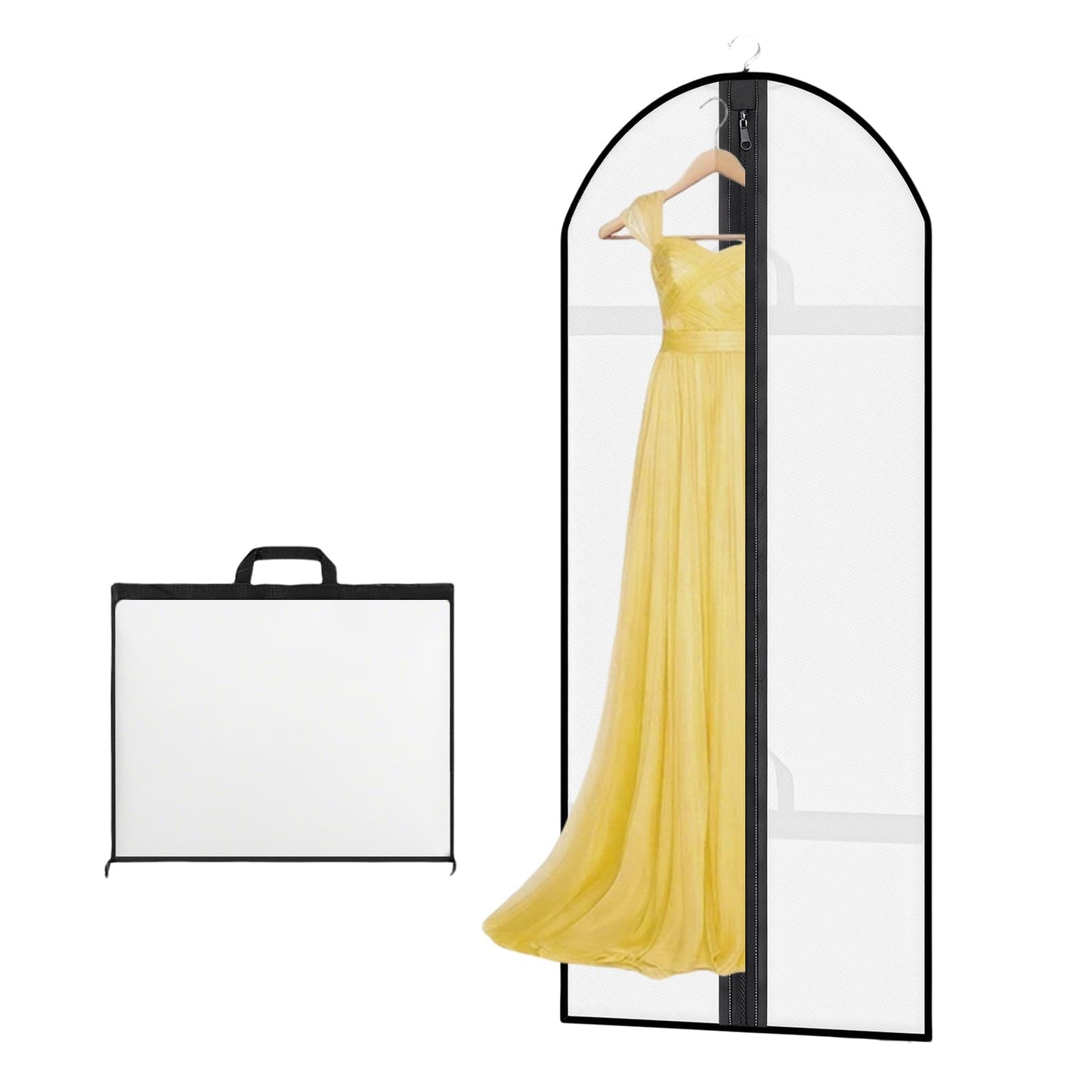 AMFUN Dress Bag,Full Length Travel Suit Bag with Zipper, Dust-proof Clothes Covers Protector Bags,Gown Garment Bag for Long Dresses, 180×60 cm (White)