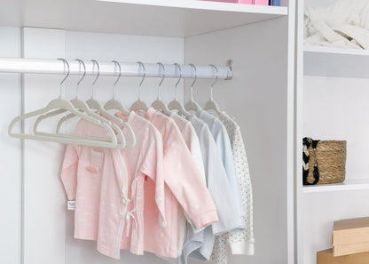 ManGotree 11" Baby Velvet Hangers Non-Slip Kids Hangers 15 Pack Beige
