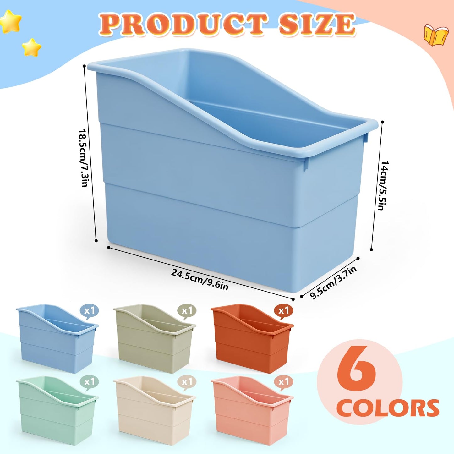 6pcs Book and Binder Holder, Stackable Files Book Bins, Book Organizer