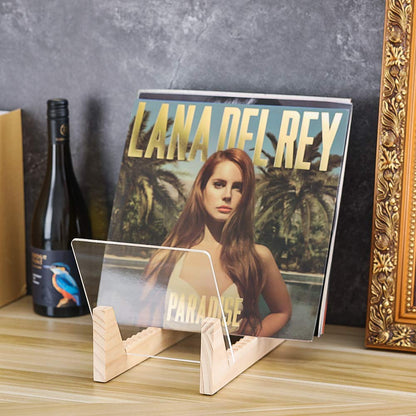Tincogo Vinyl Record Storage Holder Record Stand Album Storage Display Stand-Store and Holds Up to 50 Albums,DVDs,or CDs-Solid Pine Wood with Crystal