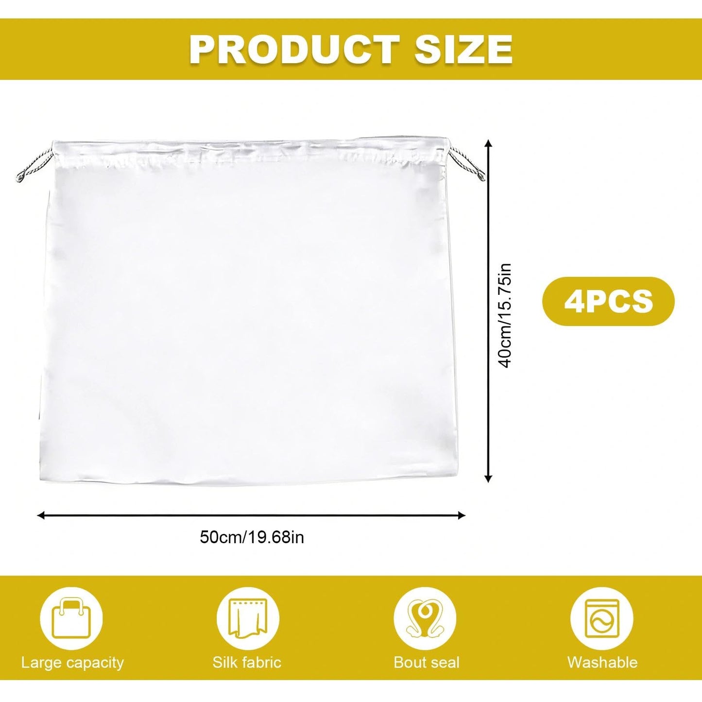 Dust Bag for Handbags, 4 Pcs Premium Drawstring Storage Bags - White, Soft Polyester Blend with Drawstring Closure Eusable Protective Covers for