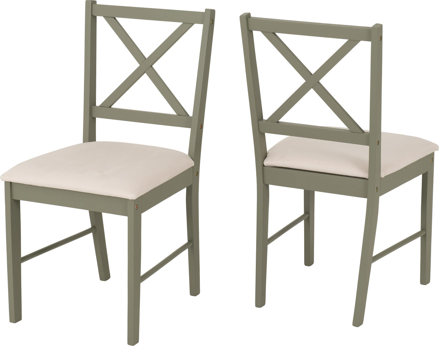 Seconique Balfour 1+4 Dining Set in Sage Green/Oak Effect/Mink Microsuede