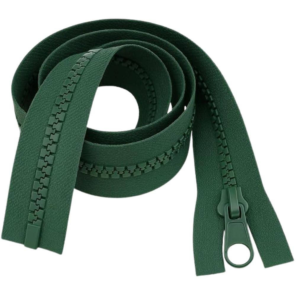 32" (81cm) Bottle Green Chunky Zip - Heavy-Duty Open-Ended Separating