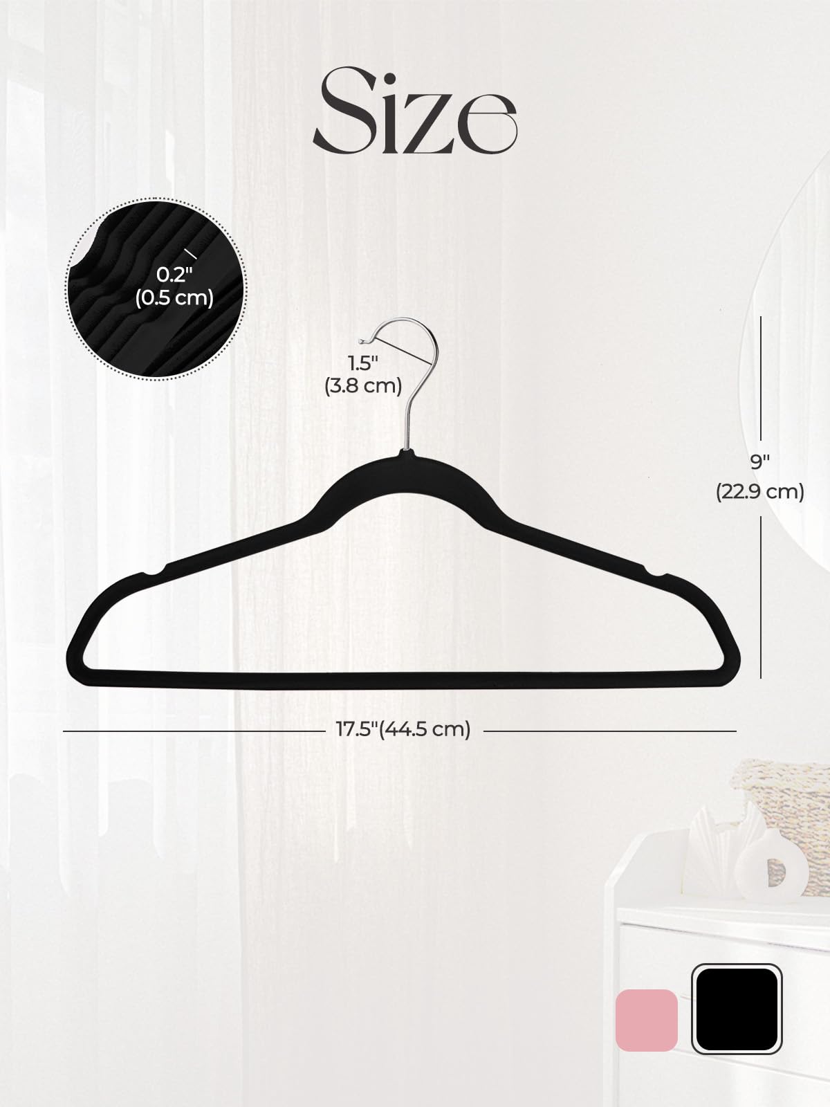 HOUSE DAY Black Velvet Hangers 20 Pack, Non-Slip Coat hangers