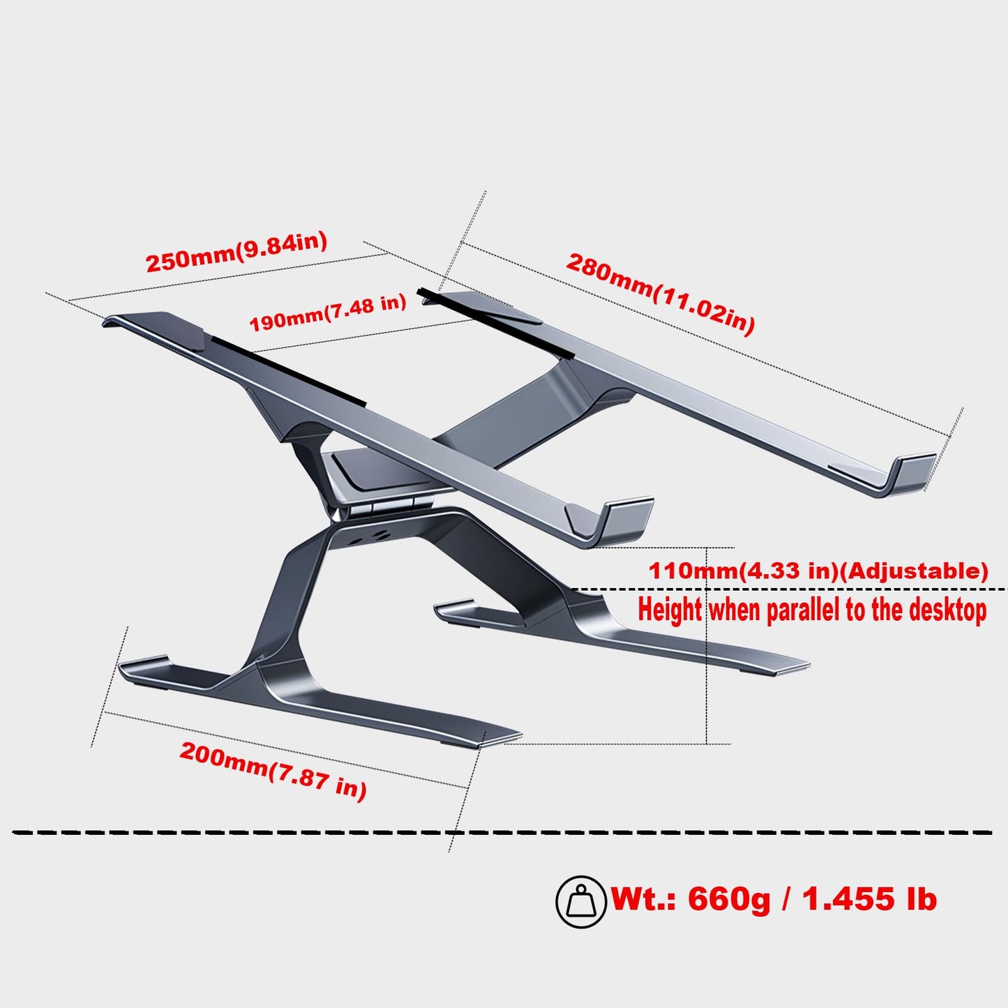 Adjustable Laptop Stand for Desk, Portable Laptop Riser, Ergonomic Computer Notebook Holder for MacBook Pro Air, Dell XPS, HP, Lenovo (13.3-17.3'')