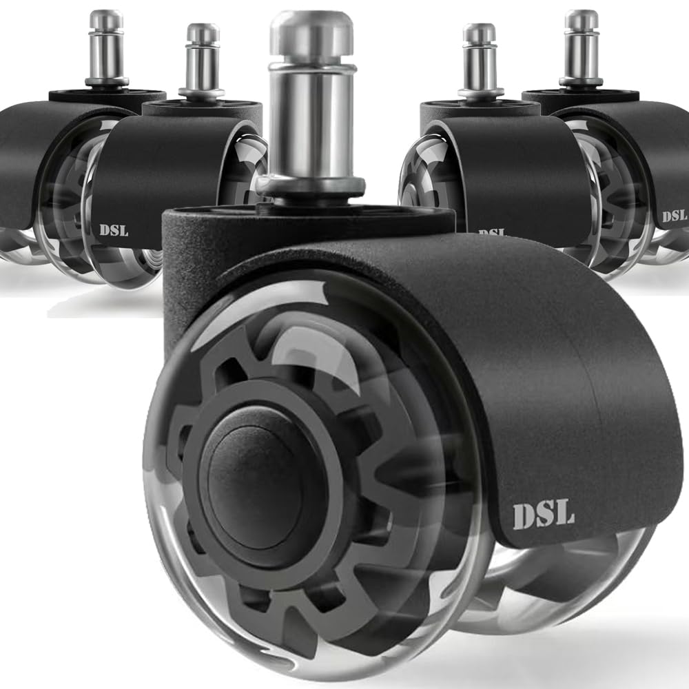 DSL Office Chair Wheels, Rubber Replacement Castors Pack of 5, Universal