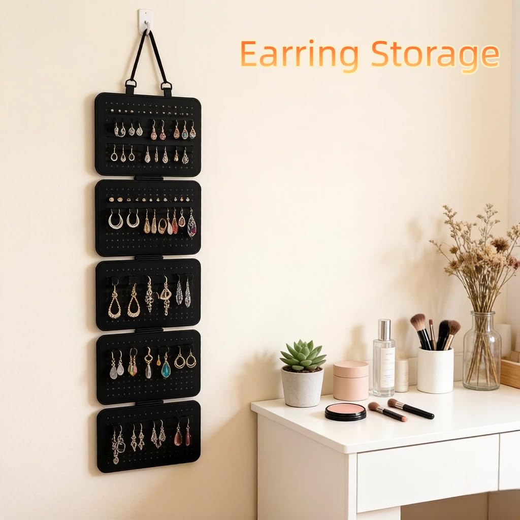 HARY Felt Pin Board Display, 5-Sheet Hanging Jewellery Organiser with 850 Holes, Wall-Mounted Pin Badge Display for Enamel Pins, Earrings, Brooches
