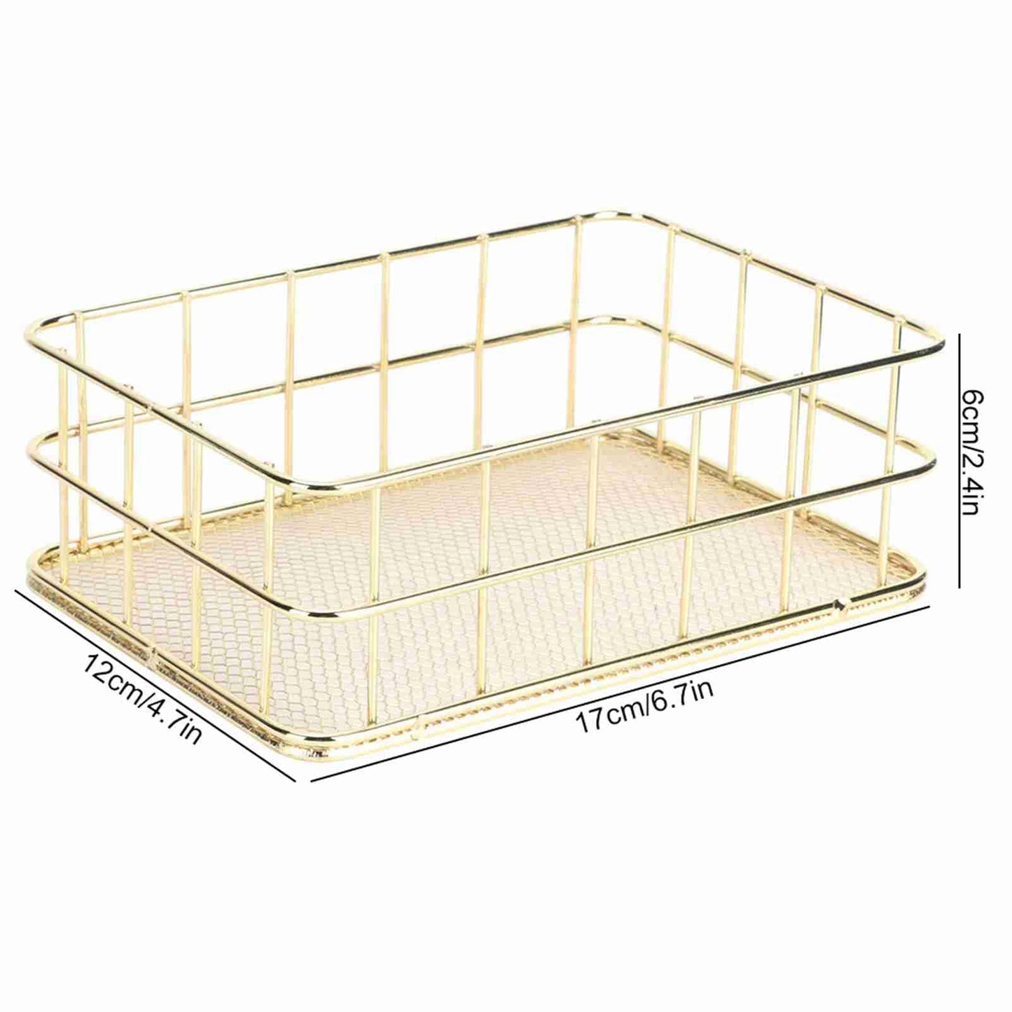 WGFOIP Metal Wire Mesh Storage Basket, Golden Iron Desktop Organizer with Sturdy Wrought Iron Construction