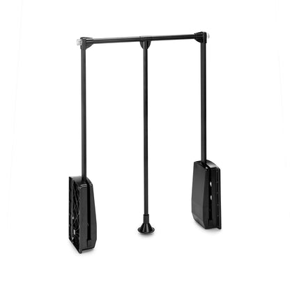 Emuca -Hang pull down wardrobe rail lift, adjustable width 17,7-23,6 inch 450-600mm, black, steel