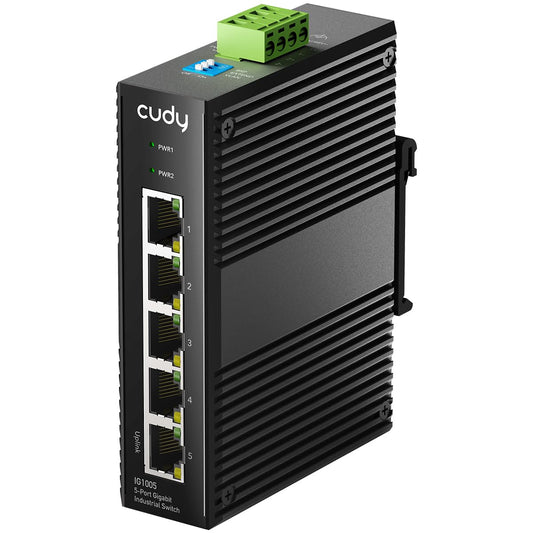 Cudy 5-Port Gigabit Industrial Network Switch , DIN-Rail Switch IP40 Rated, Polarity Reverse Protection, Short Circuit Protection, Broadcast Storm