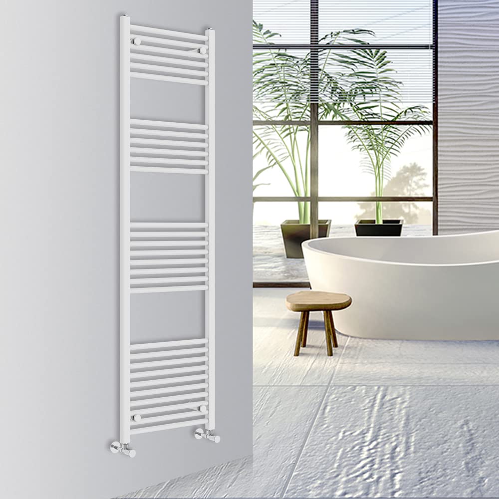 Warmehaus Straight Bathroom Heated Towel Rail Warmer 1800x500mm White