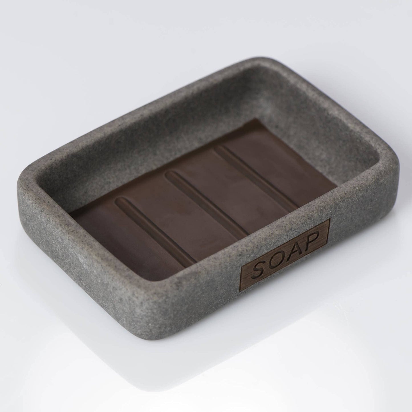 Sealskin Pierra Soap Dish, Polyresin, Grey, 8.6 x 2.5 x 12.2 cm