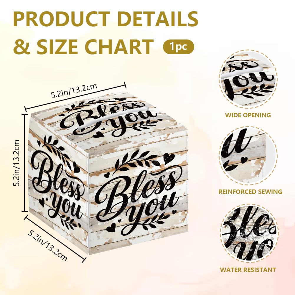 DELORIGIN Bless you Tissue Leather Box Copywriting Square Tissue Case Cover Foldable Tissue Storage Box Waterproof Paper Towel Case Container