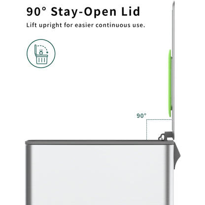 EverGrove 10L Slim Stainless Steel Bathroom Pedal Bin, Brushed Silver