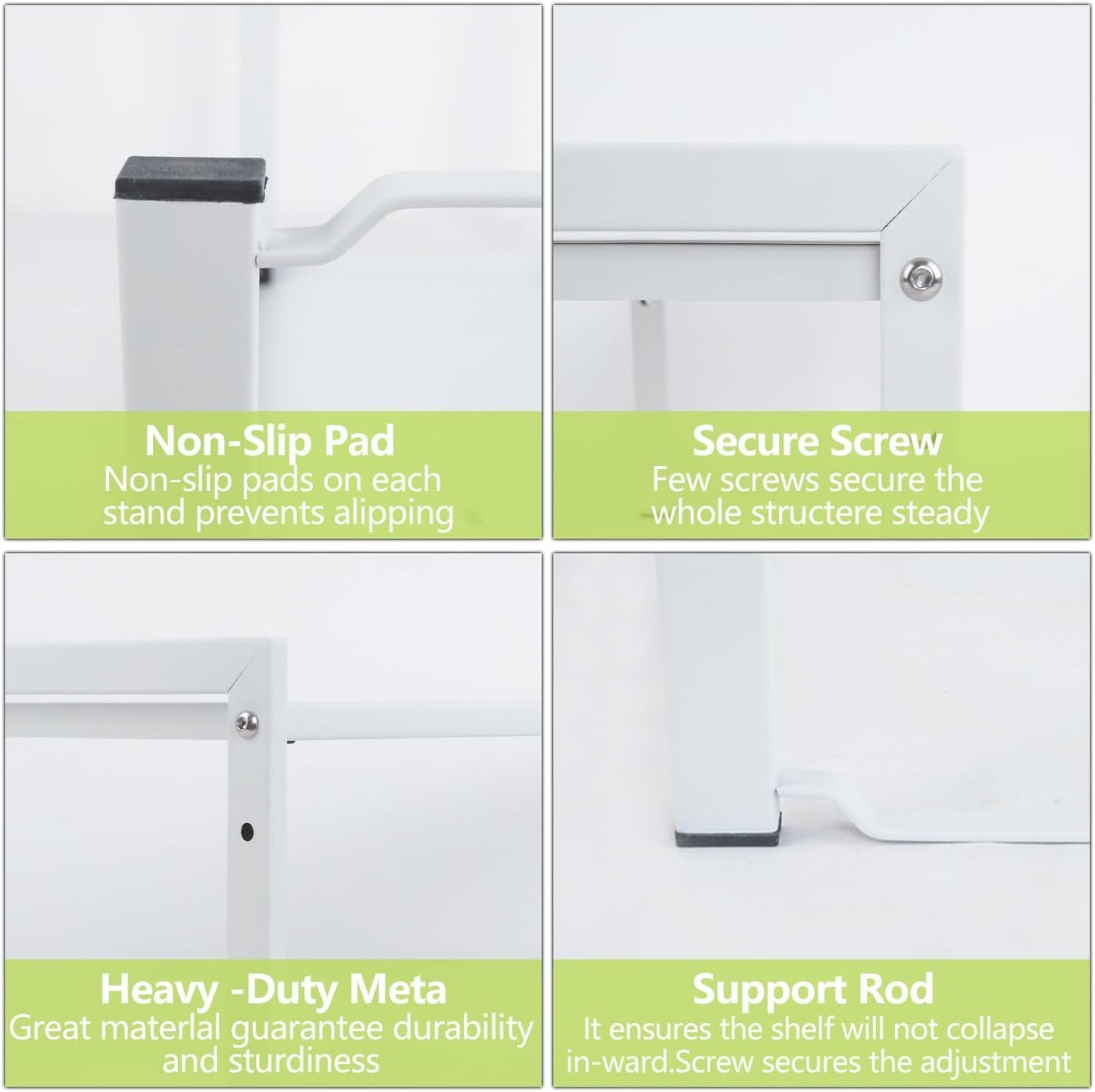 Goodsnetic 2 Packs Expandable Cabinet Shelf 13.8~26"(L), Stackable Kitchen Counter Shelf Organizer, 33LBS Heavy Duty Shelf Riser, Countertop Storage