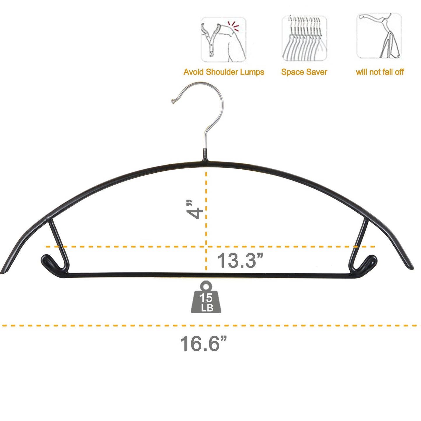 Voilamart Pack of 30 Coat Hanger,Light-Weight Non-Slip Knitwear Hanger,Metal Clothes Hangers No Shoulder Bumps for Knitwear Dress with Hook Jumper