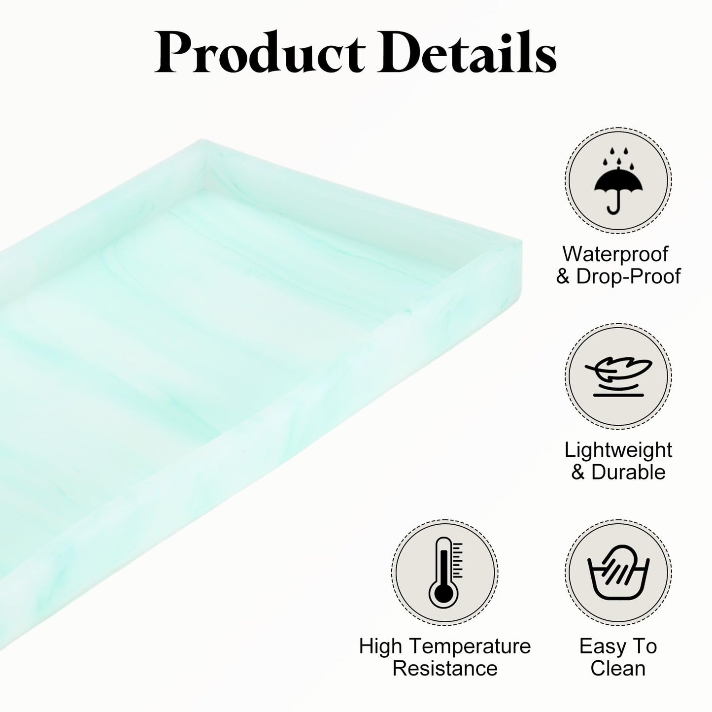 sourcing map 2Pcs Bathroom Vanity Tray, 11.8" x 5" Silicone Soap Dispenser Trays, Shatterproof Kitchen Sink Organizer for Soaps Keys Candle Trinket