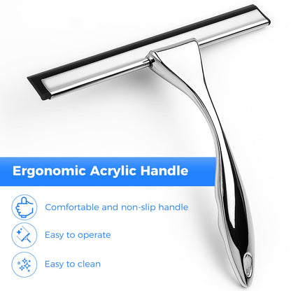 wlich 10 Inch Shower Squeegee with Hook For Glass Doors, Windows, Mirrors