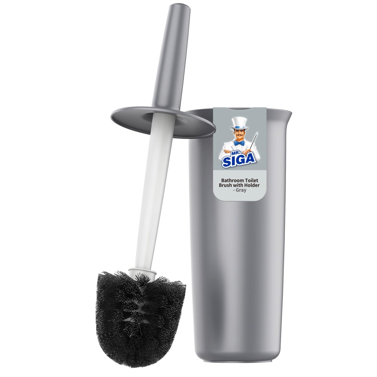 MR.SIGA Toilet Bowl Brush and Holder for Bathroom, grey, 1 Pack