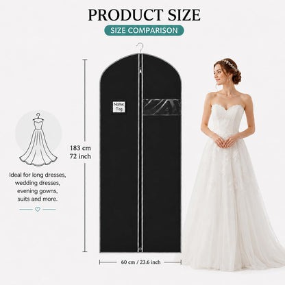 Dress Bag Covers Long, URMI Breathable 60 x 183cm 3 PCS Hanging Wedding Dress Bridesmaid Dress Bags for Gowns Prom Bridal Garment Bags with Clear