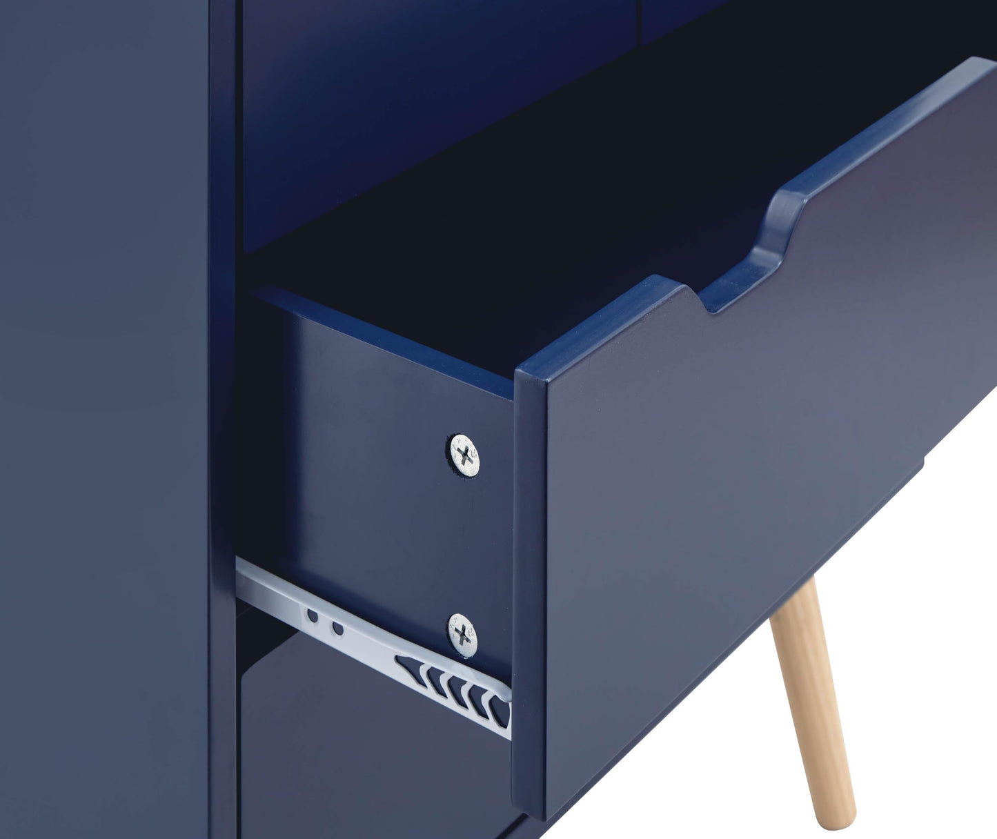 GFW Nyborg 2+2 Drawer Chest of Drawers, Blue Scandi Bedroom Storage Unit with Wooden Legs and Cut-Out Handles