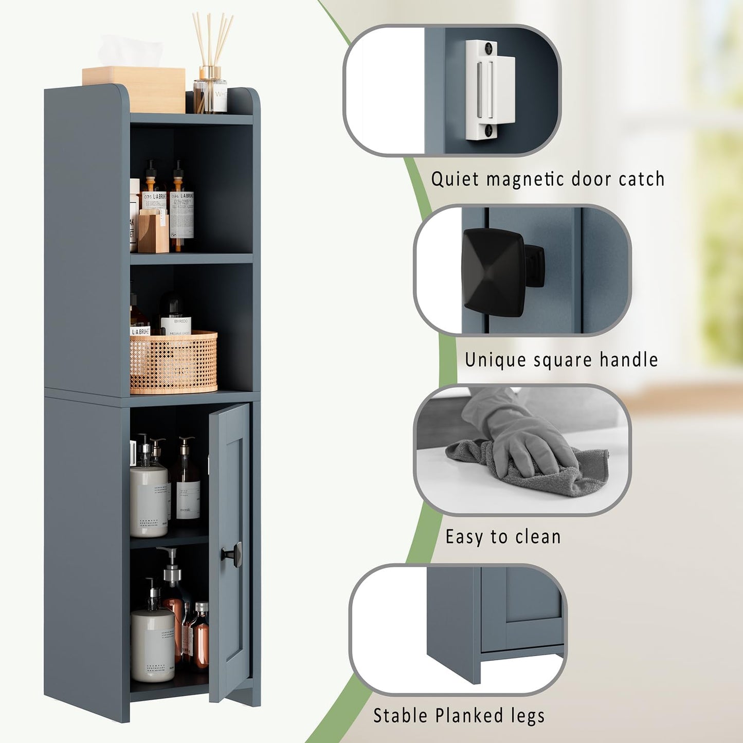 Lomojo Small Bathroom Storage Cabinet Corner, 7.87" Dx7.87 W x31.5 H (Gray)